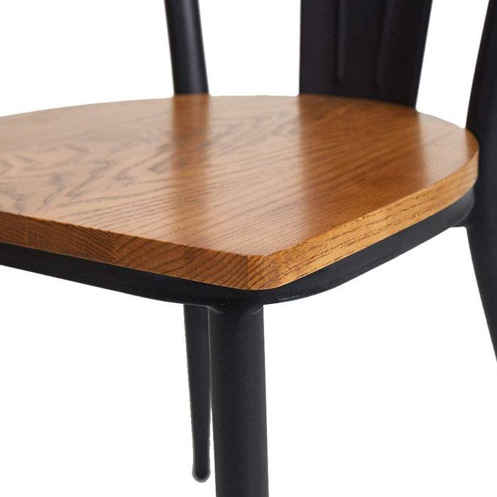 Corrigan Studio® 2 Pack Stackable Metal Dining Chairs With Solid Wooden